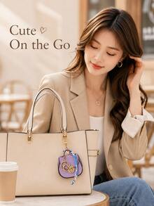 Mini Saddle Keychain Bag, Faux Leather Small Coin Purse With Random Color Scarf Decoration, Gold Lock Hardware, Small Storage Bag, Cute Handbag Charm, Suitable For Daily, Dating, Party Gifts, Multi-Color Mini Shoulder Bag Accessory - Multicolor - View 6