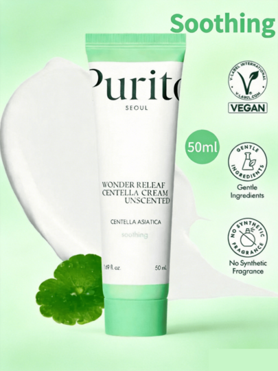 Purito 50ml/1.7 Fl Oz 積雪草無香保濕面霜，韓國積雪草，適合所有膚質，敏感肌，舒緩，保濕，無香，韓國化妝品