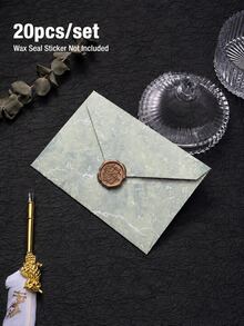 20pcs-Gilded Envelope & Letter Set, Strait Scenery Embossed Texture, Romantic Handwritten Love Letter, Valentine's Day - Gilded Invitation - View 14