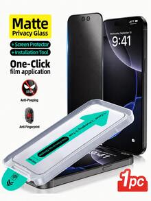 CASECOPS 1-Piece Matte Privacy Screen Protector, With Auto-Installation Tool Kit, 9H Tempered Glass Privacy Screen, Anti-Scratch, Anti-Fingerprint, Compatible With Phone Case, Full Coverage Screen Protector, With Dust Removal Tool Kit, Compatible With IPhone 18 Pro Max/18 Pro/17 Pro Max/17 Pro/16 Pro Max/16 Pro/15 Pro Max/15 Pro/14 Pro Max/13/12/11 Series. - 1 Pack - View 1
