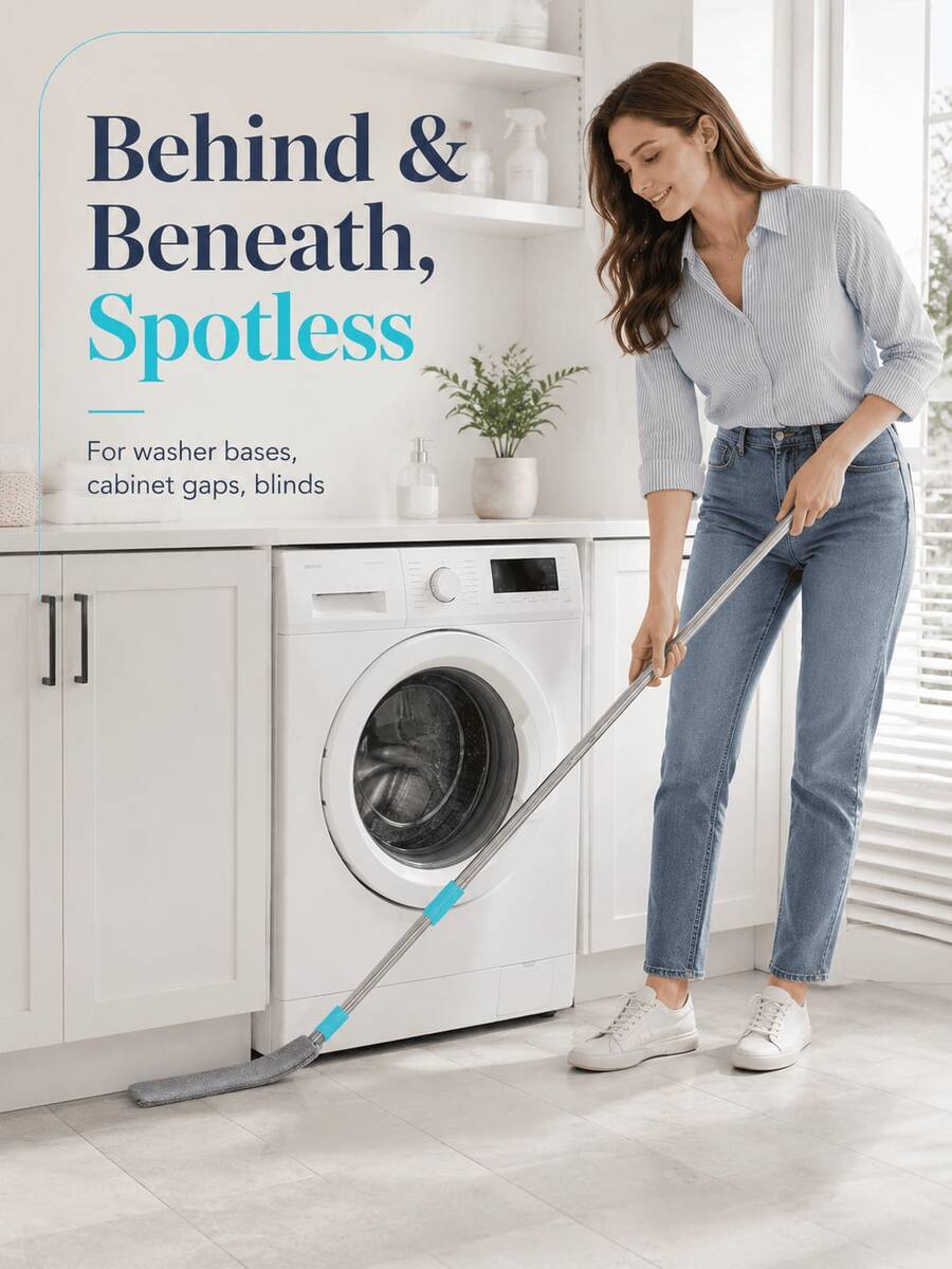 SMEGGEMS Extendable Microfiber Gap Dusting Brush With Telescopic Pole, Bendable Detachable Washable Gap Dust Collector, Suitable For Sofa, Bed, Furniture Bottom - View 1