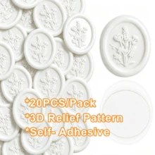 20PCS/Pack Floral Pattern Wax Seal Stickers, Used For Wedding Invitations, Party Invitations Decoration, Gift Wrapping, Scrapbooking Decoration - Ivory White - Flower - White - View 10