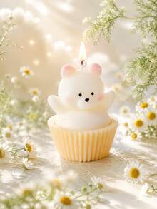 Sweet Bear Decorative Scented Candle, Handmade 3D Cupcake Design, Soft Vanilla Inspired Aroma And Warm Glow, Charming Tabletop Decor, Suitable For Birthday, Wedding, Tea Party, Dinner, Photo Prop, Romantic Celebration, Friendship Gift, Holiday Surprise - Multi-fragrance - View 13