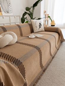 1pc Modern All-Season Chenille Sofa Cover, Pet-Friendly Anti-Scratch Sofa Slipcover, Washable, Perfect For Home Decor - Khaki - View 8