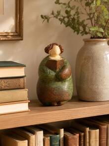 1pc Resin Reading Woman Statue, Vintage Book Lover Figurine, Bookshelf Decor, Suitable For Study, Office Desk, Living Room And Library, Artistic Home Ornament, Gift For Women, Teachers, Students And Book Lovers - Multiple Styles - View 5