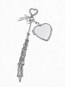 Creative Hanging Decor Heart & Star Pendant Mesh Bag, Stainless Steel Lipstick/Lip Balm Holder, Metal Keychain - Multicolor - View 13