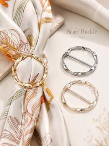 3/1pc Women's Metal Scarf Buckle, Gold Silver Gun Black Three-Color Combination, Minimalist Geometric Round Ring Wave Design Scarf Clip, Alloy Material With Glossy Texture, Suitable For Silk Scarves, Shawls, Scarves, Shirt Collars Fixing And Styling, Lightweight Luxury Versatile Anti-Slip, Suitable For Commuting, Dating, Travel, Party, Office And Daily Wear, Can Be Used As Women's Exquisite Clothing Accessory And Holiday Gift - Multicolor - View 4