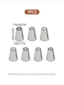 7Pcs Russian Flower Piping Tips Set, Stainless Steel Icing Nozzles, Large Flower Frosting Tips For Cupcake, Cake Decorating DIY Baking Tools - View 7