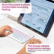 Wireless Bluetooth Keyboard Mouse Combo, Ultra-Thin Portable Compact Wireless Keyboard And Mouse Set, Compatible With Android, Windows Tablets, Smartphones, IPad Pro, IPad Air, IPad Mini, IPadOS/IOS 13 And Above (Gradient Pink) - Gradient Pink - View 4