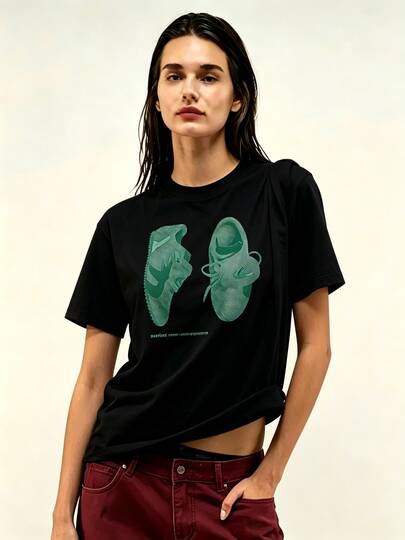 Scuffers Vintage Fashion T Shirt With Creative Print Design, Oversized Casual Tee For Men Women, European Style Streetwear Clothing
