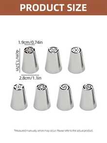 7Pcs Russian Flower Piping Tips Set, Stainless Steel Icing Nozzles, Large Flower Frosting Tips For Cupcake, Cake Decorating DIY Baking Tools - View 2
