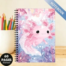 Watercolor Pink Axolotl Notebook, 30 Sheets 60 Pages Lined Blank Notebook, Animal Notebook, Journal, Ideal Gift For Back To School, Christmas - A5 - View 1