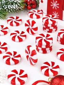 1 Inch Christmas Candy Cane Decorations, 50pcs Plastic Faux Peppermint Candy Ornaments, Red And White Color, Suitable For Christmas Holiday Decor, Party Favors And DIY Crafts - Acrylic Candy - View 7
