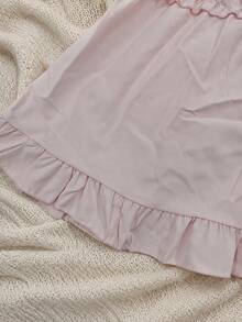 Women's Solid Color Ruffle Backless Halter Beach Dress, Suitable For Daily & Resort Wear Casual Pink Party Summer Elegant - Pink - View 9