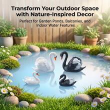 4pcs Swan Figurine, 4pcs Hand-Painted Miniature Swan Ornaments, Animal Statue For Miniature Garden, Terrarium, Bonsai Scene, Shelf, Desk And Home Decor - 4pcs Set - View 9