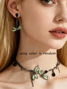 1 buah Kalung Choker Geometris Capung & Tetesan Air, Zirkonia Logam Berwarna-warni, Unisex, Dapat Dipersonalisasi untuk Pesta - MultiWarna - View 5