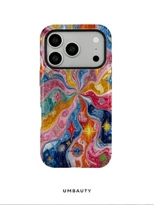 UMBAUTY 1pc Fashionable Phone Case, Colorful Fluid Star Pattern Design, Compatible With Phone 17 Pro Max, 16 Pro Max, 15 Pro Max, 14 Pro Max, 11/12/13/14/15/16/18 Pro/Pro Max/Plus. This High-End, Fashionable And Fun Phone Case Is Suitable For Men And Women, Making It An Ideal Gift For Your Girlfriend On Easter, Spring, Halloween, Wedding Season And Birthday - Multicolor - View 8
