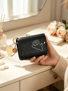 Cute Cloud Rabbit Pattern RFID Short Wallet With Heart-Shaped Keychain Pendant, Multi-Slot Ultra-Thin Card Holder And Coin Purse, Suitable For Women And Girls, Daily Travel Accessory, Back To School Gift - Multicolor - View 8
