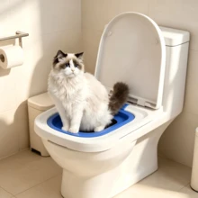 1PC Cat Toilet Trainer, Reusable Detachable Double-Layer Kitty Potty Training Kit, Easy Clean Odor-Free Cat Litter Box Alternative For Indoor Home Bathroom - Multicolor - View 8