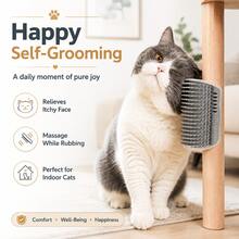 Wall-Mounted Cat Scratching & Grooming Brush - Self-Grooming Corner Comb - Scratching Board Toy - Deshedding Massage Comb | Pet Grooming Tool - Self-Grooming Corner Comb, Indoor Pet Massage Tool - Easy To Clean, Ergonomic Pet Comb - Space-Saving Pet Grooming Tool, Suitable For Deshedding And Grooming - Multicolor - View 2