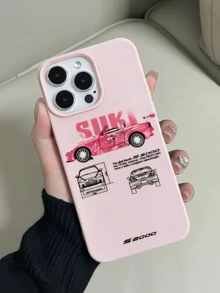 1 قطعة بطانية هاتف TPU مقاوم للسقوط بتغطية كاملة مع رسم سيارة سباق معدلة باللون الوردي بتصميم بسيط مخصص متوافق مع أبل 18 17 16 15 14 13 12 11 برو ماكس غلاف واقي إير - متعدد الألوان - مشاهدة 2