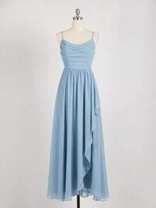 QOQ Women's Elegant Chiffon Bridesmaid Dress - Baby Blue - View 1