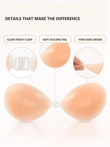 1/2 Pair Reusable Silicone Adhesive Bras, Non-Slip Lining, Suitable For Wedding Dresses, Small Size, Gentle Low Adhesion - Multicolor - View 3