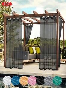 1PC Solid Color Outdoor Polyester Window Sheer, Modern Minimalist Dust-Proof Sun-Proof Gazebo Curtain Sheer, Suitable For Balcony, Sheer Curtain, Patio, Etc. Decoration, Thin Patio Decorative Sheer, Semi-Transparent Decorative Sheer - Multicolor - View 1
