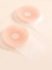 1pair Silicone Breast Lift Tape & Nipple Paste, Invisible Adhesive Bra Pads For Summer - Apricot - View 6