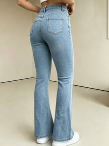 Pantalones vaqueros ajustados de corte alto, ropa y accesorios vaqueros para mujer, tela elástica negra, pantalones vaqueros casuales. - 2078 Azul - Ver 5