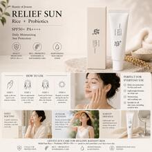 Beauty of Joseon جمال جوسون ريليف صن أرز + بروبيوتيكس SPF50+ PA++++، واقي شمس كوري للوجه، حماية يومية من الأشعة فوق البنفسجية مع ترطيب، كريم شمس خفيف غير دهني مع مستخلص الأرز - أبيض - مشاهدة 4