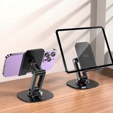 1pc 360° Rotating Desktop Phone Stand, Adjustable Foldable Alloy Phone Holder With Weighted Base, Multi-Angle Stand For Smartphones & Tablets, Office, Study, Video Calls & Desk Use - Multicolor - View 13