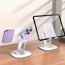 1pc 360° Rotating Desktop Phone Stand, Adjustable Foldable Alloy Phone Holder With Weighted Base, Multi-Angle Stand For Smartphones & Tablets, Office, Study, Video Calls & Desk Use - Multicolor - View 11