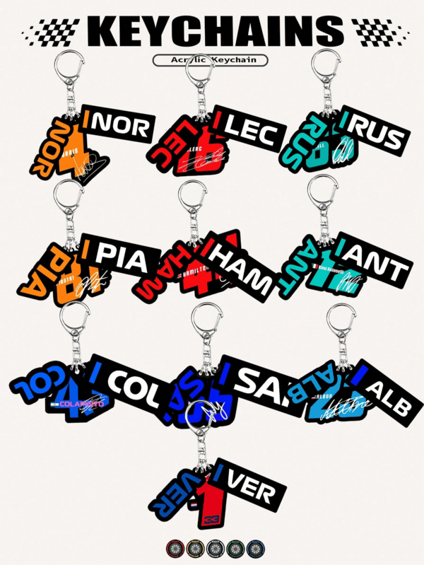 F1 Driver Name Keychain Racing Keychain Racing Sports Keychain RUS, PIA, SAI, LEC, Lando Driver Keychain Suitable For Fans