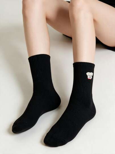 1 Pair Socks, College Style Cartoon Fashion Daily Wear