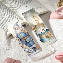 2pcs PET Printed Bookmarks, Christmas Atmosphere Pattern Exquisite And Beautiful, Durable And Elegant, Unique Pattern Design Suitable For Daily Use Or Collection. The Best Gift For Back To School Season, Whether For Personal Use Or As A Gift For Family And Friends, It's A Unique And Practical Gift Choice To Add Atmosphere And Fun To Reading Time (Random Color Tassels) - 2PCS - View 8