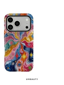 UMBAUTY 1pc Fashionable Phone Case, Colorful Fluid Star Pattern Design, Compatible With Phone 17 Pro Max, 16 Pro Max, 15 Pro Max, 14 Pro Max, 11/12/13/14/15/16/18 Pro/Pro Max/Plus. This High-End, Fashionable And Fun Phone Case Is Suitable For Men And Women, Making It An Ideal Gift For Your Girlfriend On Easter, Spring, Halloween, Wedding Season And Birthday - Multicolor - View 7