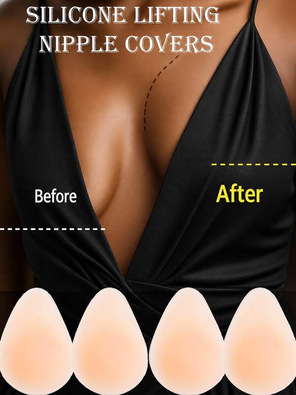 2pcs Women's Silicone Breast Implants: Ultra-Thin Solid Silicone Lifting Pads, Invisible Seamless Lightweight Comfortable, For Breast Lift