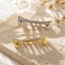 1pc Hip Hop Gold & Silver Cool Fang Tooth Unisex Suitable For Halloween, Christmas, Valentine's Day, Birthday Party, Daily Wear - Multicolor - View 3