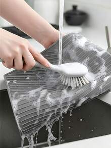 Silicone Dish Drying Mat, Extra Wide Edge Design, Non-Slip Kitchen Countertop Drainage Pad, Suitable For Plates, Bowls, Cookware, Soft Durable And Odor-Resistant - Multiple Styles and Colors - View 10