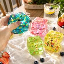 Rainbow Jelly Fruit Squishy, Soft Transparent Cube Kids Stress Relief Toy, Cute Fruit Filling Design, Slow Rebound Sensory Relaxation Small Gift - Multicolor - View 10