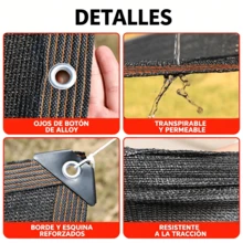3*4m Malla Sombreadora PEAD Alta Densidad, Lona Sombra Reforzada con Ojales Aleación y Esquinas Triangulares, Transpirable Permeable al Agua, Resistente a Tracción, Desgaste y Envejecimiento, Para Jardín, Terraza, Pérgola, Patio Exterior, Incluye Cuerdas, Protección Solar para Plantas y Áreas de Descanso Exterior` - 3*4 m - Ver 6