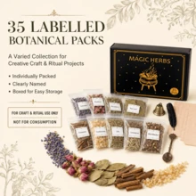 35 Labelled Dried Botanical Packs With Feather, Bell, Decorative Spoon And Parchment Sheets, Witchcraft Craft & Ritual Altar Supplies, Boxed Set For Adults - 35pcs - View 7
