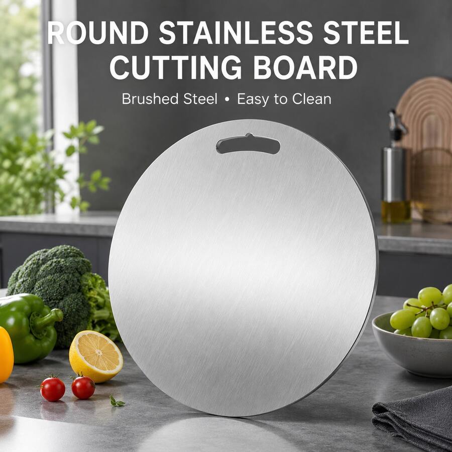 1pc High-Quality Stainless Steel Cutting Board, Durable And Mold-Resistant Cutting Surface, Essential Kitchen Tool For Home Cooks And Cooking Enthusiasts, Suitable For Cutting Meat, Bread, Vegetables And Fruits, Stainless Steel Chopping Board For Home Use - Silver - View 1