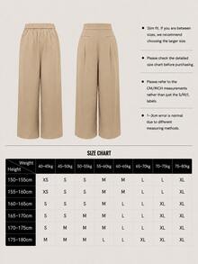 Women's Solid Color Slim Fit Long Pants With Front Double Buttons, Professional Back To School Style, Autumn - Khaki - View 9