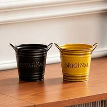 1/2/3pcs American Vintage Letter Double-Ear Metal Flower Pot, Suitable For Succulent Plants, Cosmetic Storage, Desktop Organizer, Living Room/Outdoor Garden Decor, Pen Holder, Flower Bucket - Flowerpot - View 19