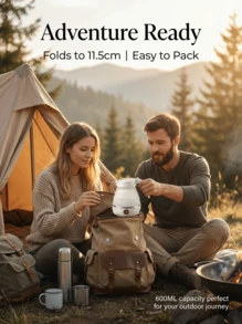 SOKANY 可折疊旅行電水壺 600ml 矽膠便攜式折疊水壺 110-220V 雙電壓，具備自動斷電與防乾燒保護，適合旅行、飯店、居家使用 - 白色 - 查看 2
