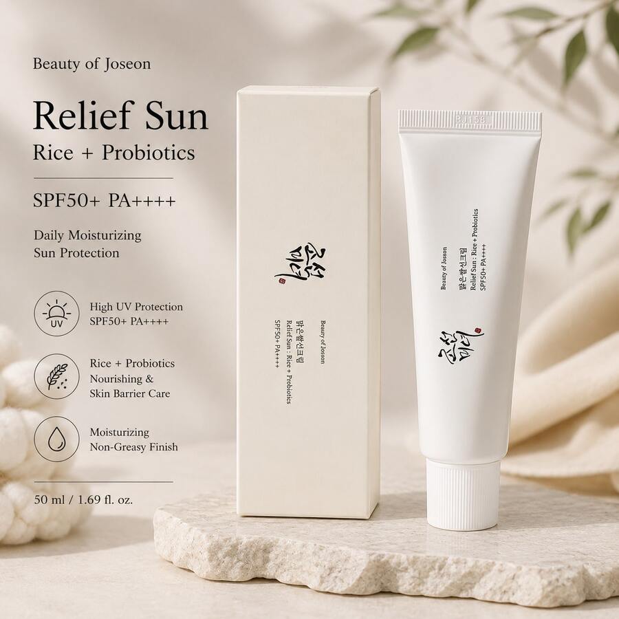 Beauty Of Joseon Relief Sun Rice + Probiotics SPF50+ PA++++, Korean Sunscreen For Face, Daily Moisturizing UV Protection, Lightweight Non-Greasy Sun Cream With Rice Extract - White - View 1