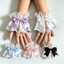 1 Pair Women's Lace Bow Arm Sleeves, Lace Arm Warmers, Multi-Color Bow Arm Sleeves For Gothic Lolita Outfit - Bell Sleeves With Bow - View 2