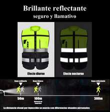 High-Visibility Reflective Vest With Zipper And Pockets, Unisex, Suitable For Construction Sites, Drivers, And Warehouse Work; Available In 3 Colors. - Green - View 4